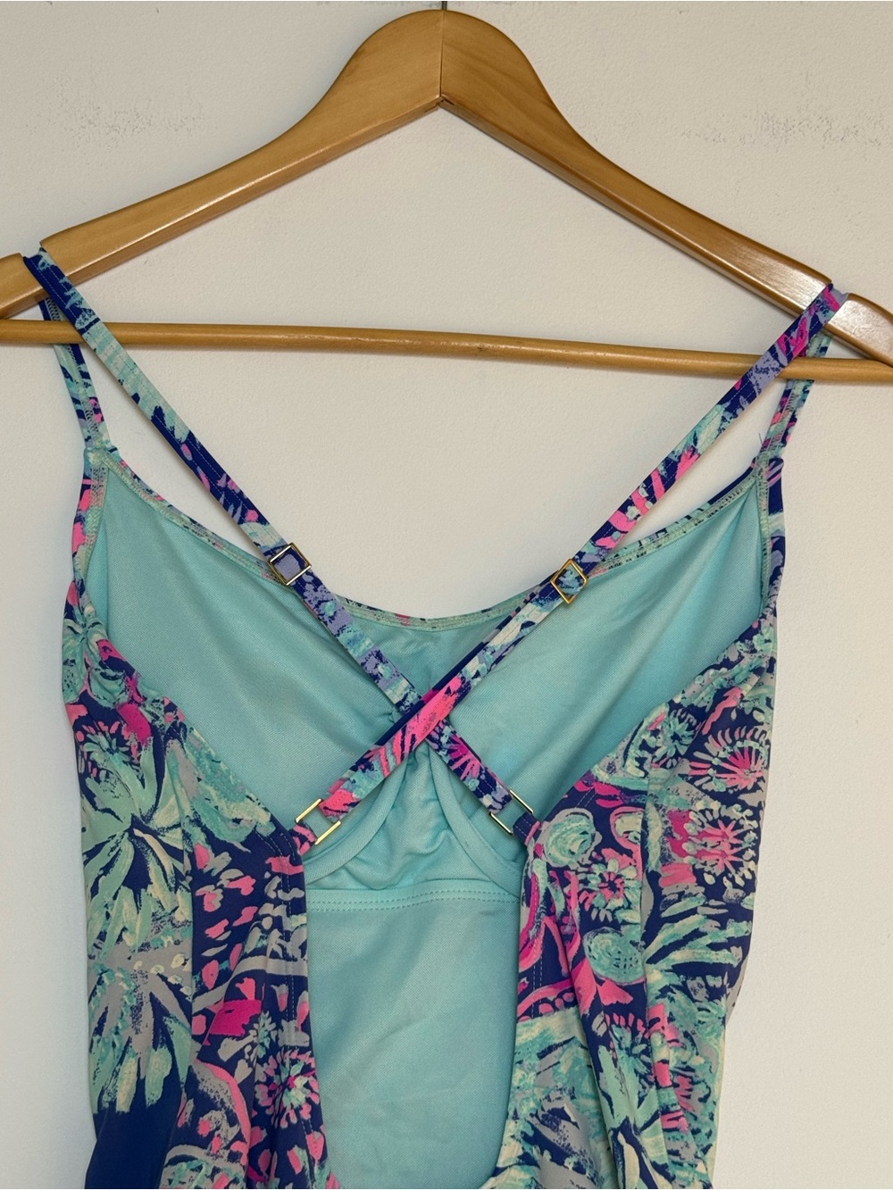 Lilly Pulitzer Navy One-Piece Swimsuit with Mint and Pink Floral Print Size 10 - Picture 7 of 10
